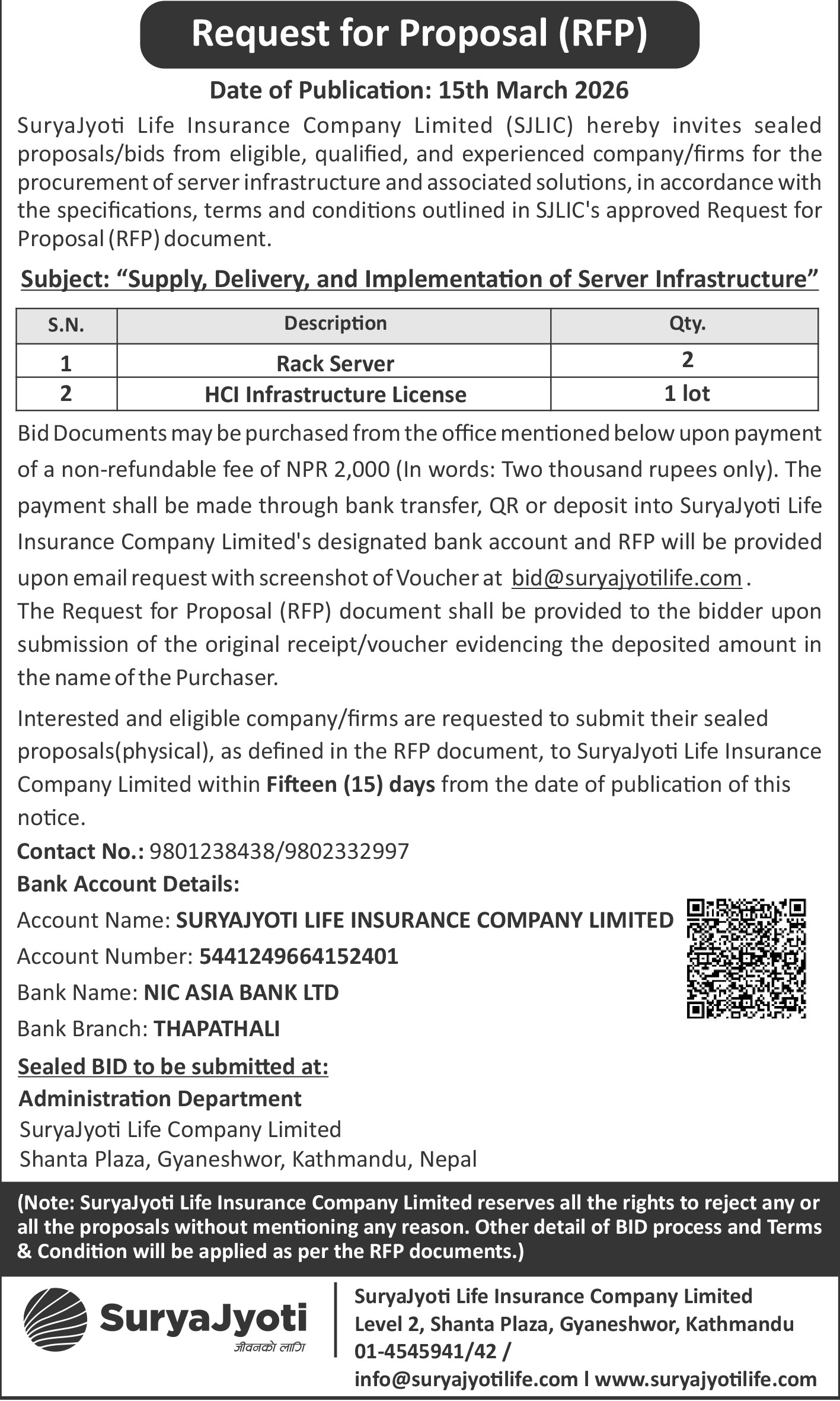Popp Notice  Request for Proposal